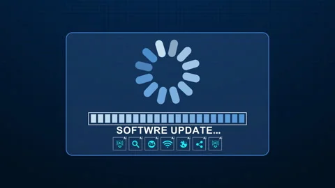 Loading screen displays progress bar during a software update Stock Footage 348190372