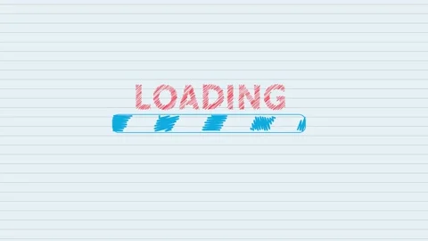 The loading screen is hand-drawn with a blue pen. Application download process Stock Footage 197260669