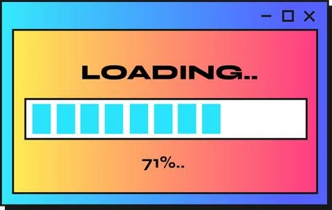 Loading screen is showing flat design window with gradient border, progress bar Stock Illustration