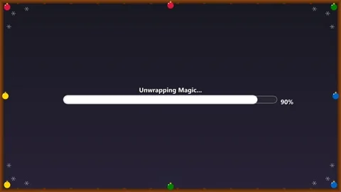 Loading screen showing unwrapping magic progress for creative project completion Stock Footage 323272421