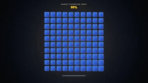 Loading Screen UI - Futuristic Grid with Progress Bar and Percentage Stock Footage 348424445