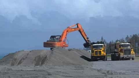 Loading shingle onto trucks time lapse Stock Footage 42595430