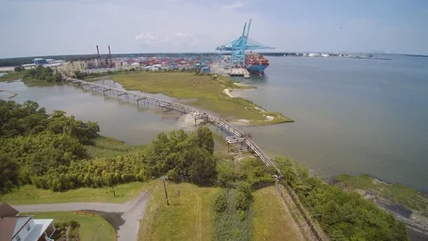 Loading a Ship and Marine Terminal Stock Footage 109059716