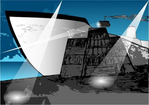 Loading a ship Stock Illustration
