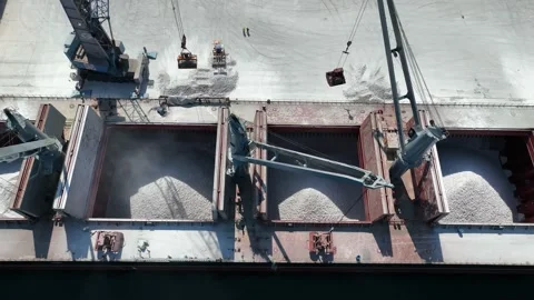 Loading the ship with limestone, gravel and sand. Export the material. Stock Footage 232592465