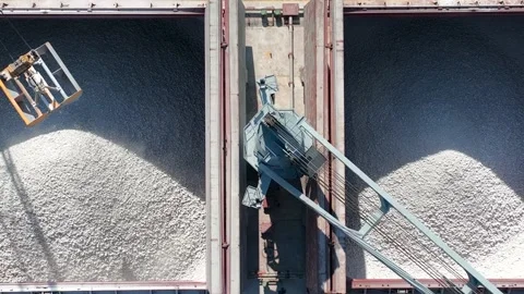Loading the ship with limestone, gravel and sand. Export the material. Stock Footage 232594952