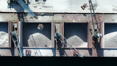 Loading the ship with limestone, gravel and sand. Export the material. Stock Footage 232595677