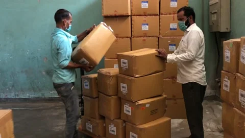 Loading shop floor trolley Stock Footage 158439164