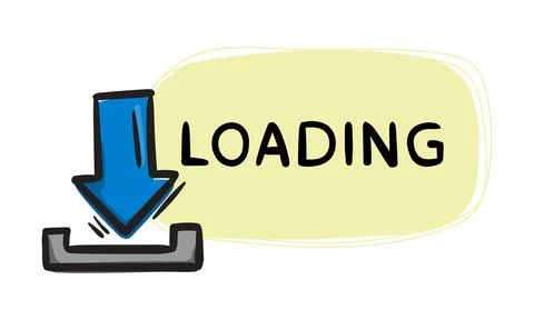 Loading. Simple vector sticker with arrow and text 스톡 일러스트