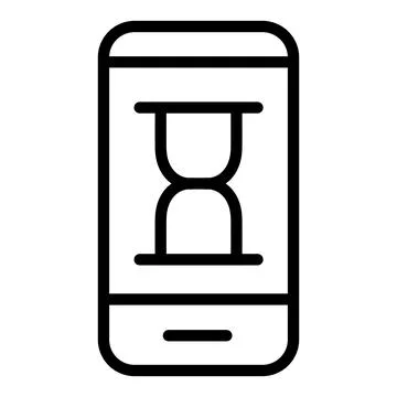 Loading smartphone icon line isolated on white background. Black flat thin .. Illustrazione stock