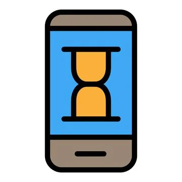 Loading smartphone icon line isolated on white background. Black flat thin .. Illustrazione stock