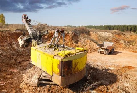 Loading of soil in the quarry Stock Photos