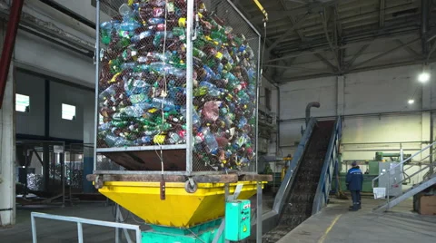 Loading the sorted plastic. Plastic recycling. Time lapse. 4k+ Stock Footage 65989472