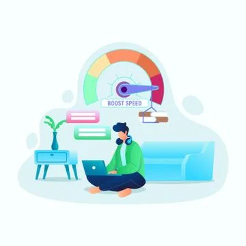 Loading speed boost vector, Internet boost speed vector illustration concept 库存插图