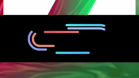 Loading spinner animation with colorful rotating segments on a black background Video stock 347341442