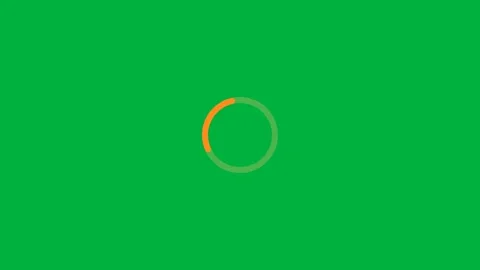 Loading spinner circular animation orange green screen Stockbeeldmateriaal 342616423
