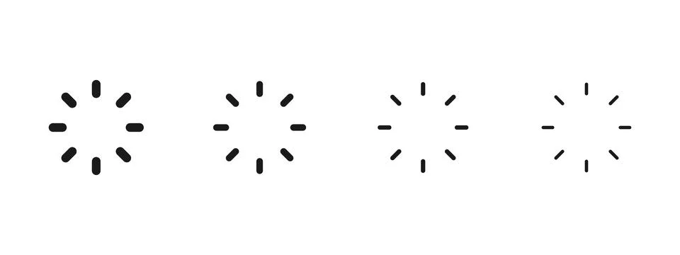 Loading spinner icon with circular segmented indicator. Symbol of waiting, .. Stock Illustration