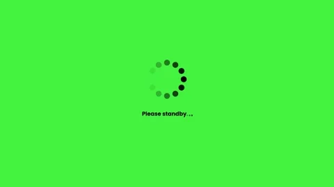 Loading spinner with text Please standby animation isolated on green background Stock Footage 327664610