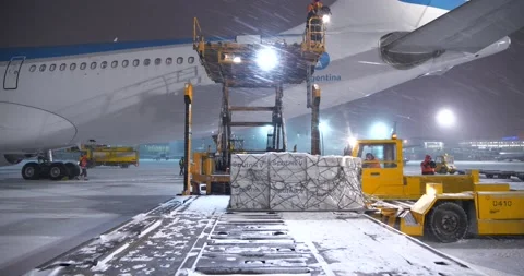 Loading Sputnik V vaccine into a cargo plane Stock Footage 148395586