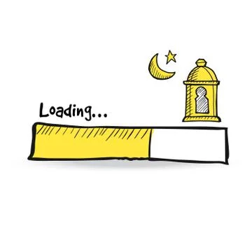 Loading status bar with arabic lantern, moon and star. Vector illustration Ilustração Stock