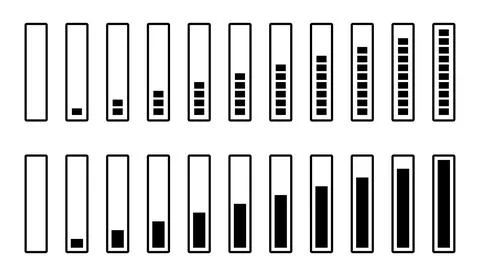 Loading status bar icon set in two styles. Progress indicator symbol. Downl.. Stock Illustration