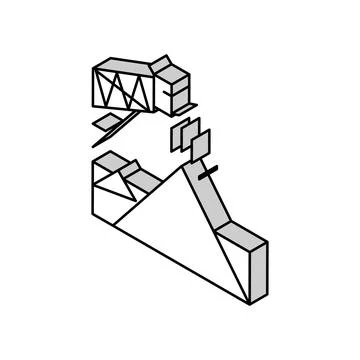Loading stone machine tower isometric icon vector illustration Stock Illustration