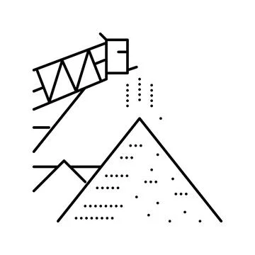 Loading stone machine tower line icon vector illustration 스톡 일러스트