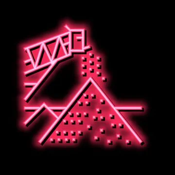 Loading stone machine tower neon glow icon illustration Stock Illustration