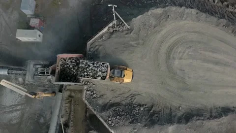 Loading stones into crushing equipment Stock Footage 200826577