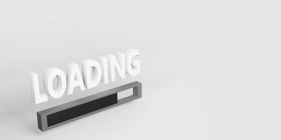 Loading text and symbols On a simple background 3d illustration Stock Illustration