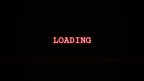 Loading text animation with red neon glitch effect on black background Stockbeeldmateriaal 347426415