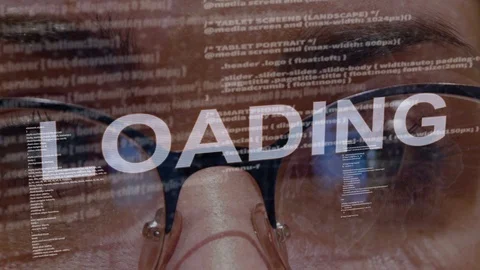Loading text on female software developer Stock Footage 107514250