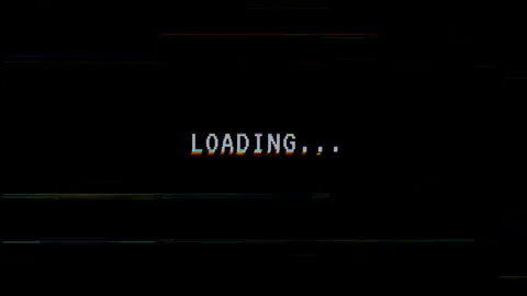 Loading text with VHS glitch distortion effect Stock Footage 320179974