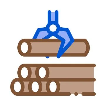 Loading timber wood machine icon vector outline illustration Stock Illustration
