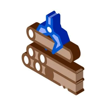 Loading timber wood machine isometric icon vector illustration Stock Illustration