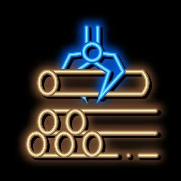 Loading timber wood machine neon glow icon illustration Stock Illustration