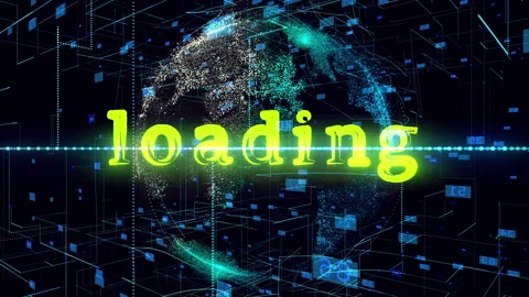 Loading title, Animation of data processing over globe. Concept Artificial Vídeos de archivo 277804314
