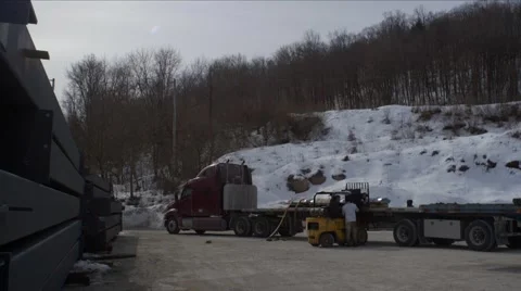 Loading Tractor Trailer with Pallets Timelapse Stock Footage 40932141