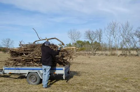 Loading a trailer Stock Photos