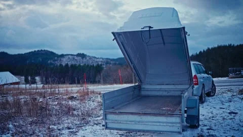 Loading Trailer in Snowy Field Video stock 337583473