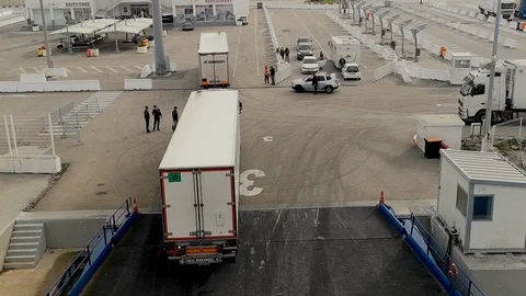 Loading truck in the ferry Stock Footage 102802680