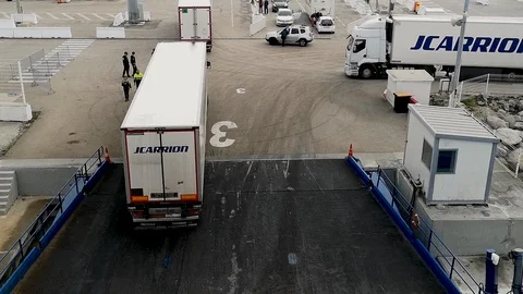 Loading truck in the ferry Stock Footage 102803274