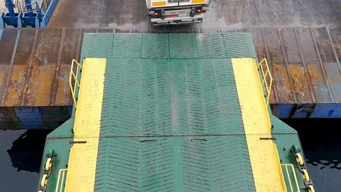 Loading truck in the ferry Stock Footage 102813865