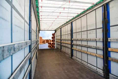 Loading the Truck. Forklift loading a Trailer Stock Photos
