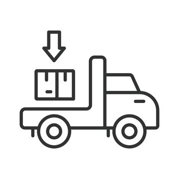 Loading truck icon in line design. loading, truck, package, delivery, logistics Stock Illustration