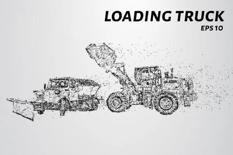 The loading of the truck from the particles. Loading the truck consists of ci Stock Illustration