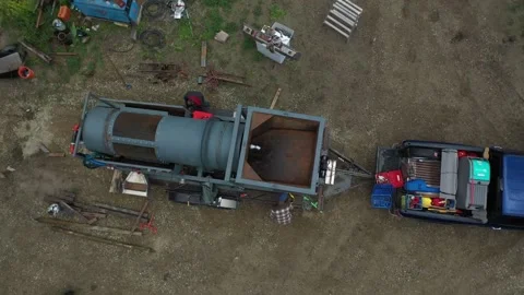 Loading Truck Trailer Drone Shot Stock Footage 146479915