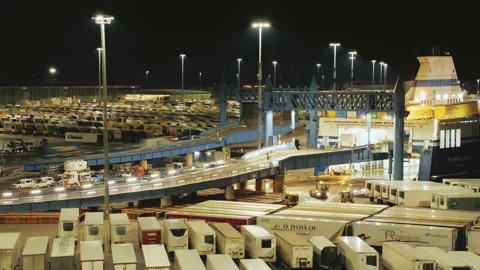 Loading trucks and trailers on the ferry FINNLINES Stock Footage 237339021