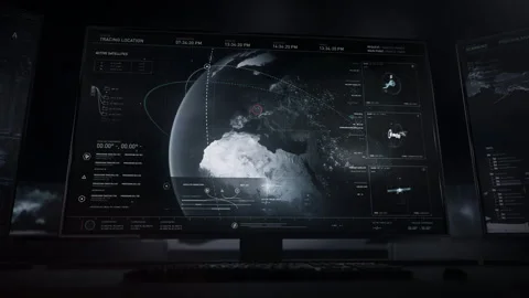 Loading user interface. The live footage from satellites in Paris was accessed. Stock Footage 267069872