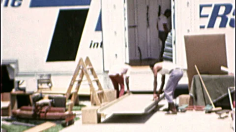 LOADING VAN MOVING DAY Relocating Family 1970s Vintage 8mm Film Home Movie 8mm Stock Footage 32547101